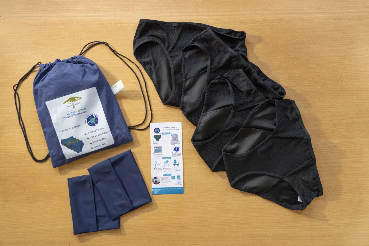 Makini period panties, sewn locally by our women-led production team.