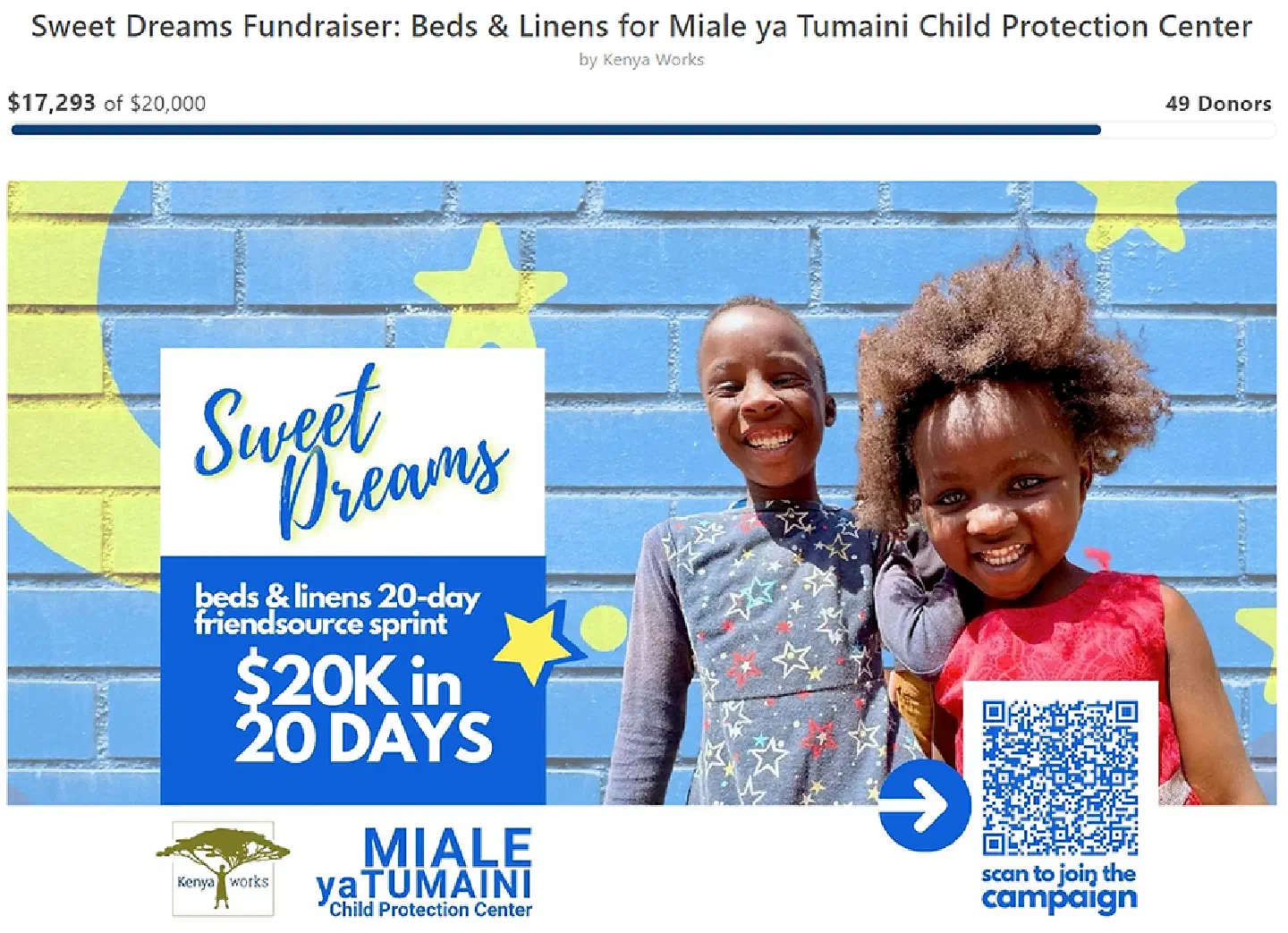 Sweet Dreams Friend-Raiser at 85% of Goal!